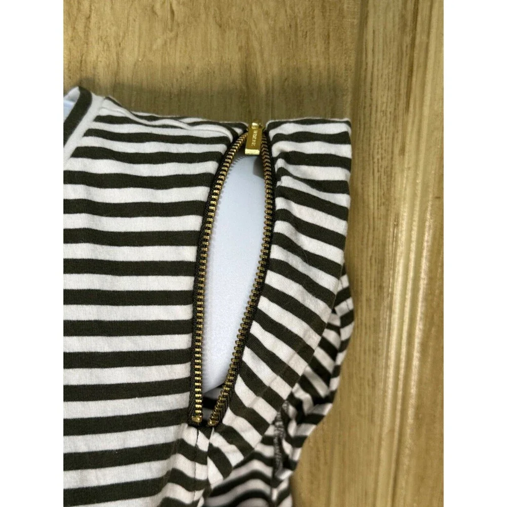MICHAEL KORS MK BASICS COTTON STRIPE DRESS ZIPPER SLEEVE